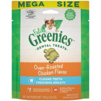 FELINE GREENIES Dental Treats Oven Roasted Chicken Flavor 4.6oz