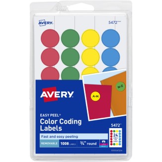 1008PK ROUND COLOR LABELS ASST