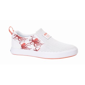 Xtratuf Women's Salmon Sisters Sharkbyte Leather Slip-On Shoe White/Octopus