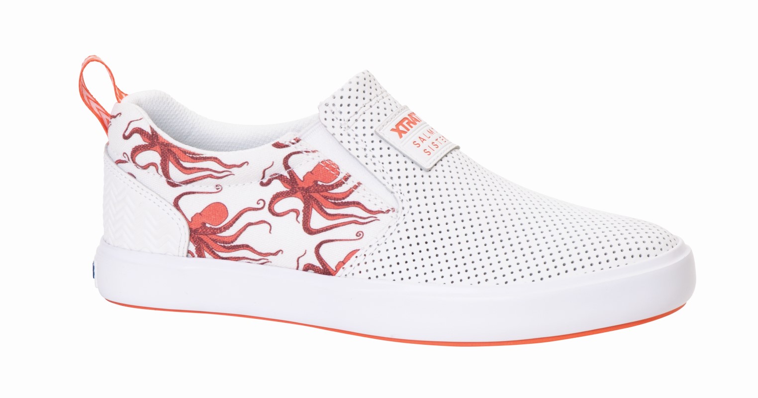 Xtratuf Women\'s Salmon Sisters Sharkbyte Leather Slip-On Shoe White/Octopus