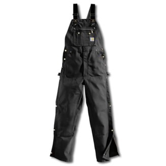 DUCK ZIP-TO-THIGH BIB OVERALL/UNLINED - BLACK