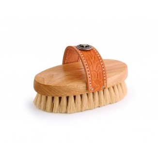 White Tampico Small Western-Style Oval Body Grooming Brush
