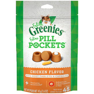FELINE GREENIES PILL POCKETS Treats Chicken Flavor 1.6oz