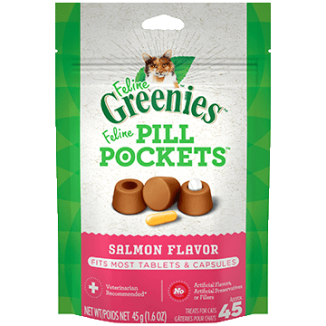 FELINE GREENIES PILL POCKETS Treats Salmon Flavor 1.6oz