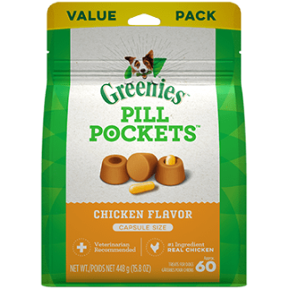PILL POCKETS Treats for Dogs Chicken Flavor Capsule 60ct