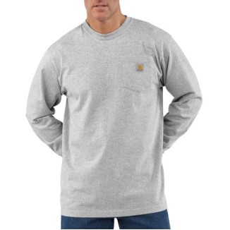 LOOSE FIT HEAVYWEIGHT LONG-SLEEVE POCKET T-SHIRT - HEATHER GRAY