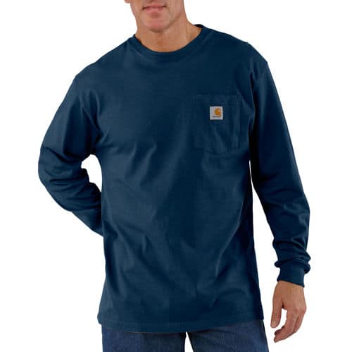 LOOSE FIT HEAVYWEIGHT LONG-SLEEVE POCKET T-SHIRT - NAVY