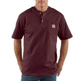 LOOSE FIT HEAVYWEIGHT SHORT-SLEEVE POCKET HENLEY T-SHIRT - PORT