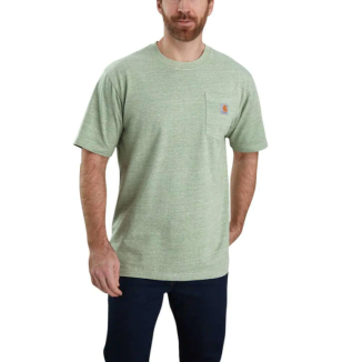 LOOSE FIT HEAVYWEIGHT SHORT-SLEEVE POCKET T-SHIRT - LEAF GREEN SNOW HEATHER