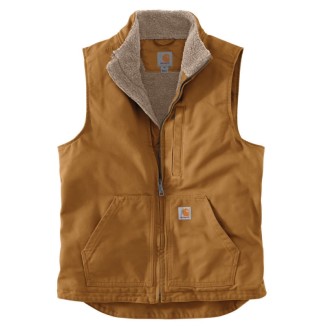 SHERPA-LINED MOCK NECK VEST - CARHARTT BROWN