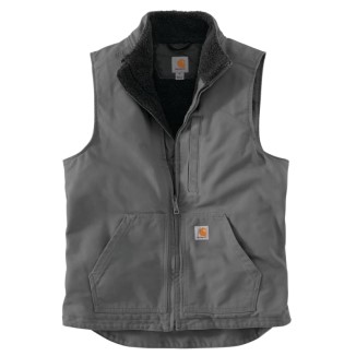 SHERPA-LINED MOCK NECK VEST - GRAVEL