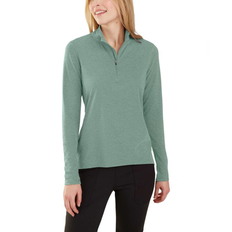 FORCE&reg; DELMONT QUARTER-ZIP SHIRT - BAY GREEN HEATHER