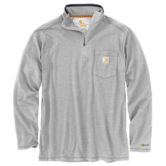 CARHARTT FORCE® RELAXED FIT LONG-SLEEVE QUARTER-ZIP POCKET T-SHIRT - HEATHER GRAY