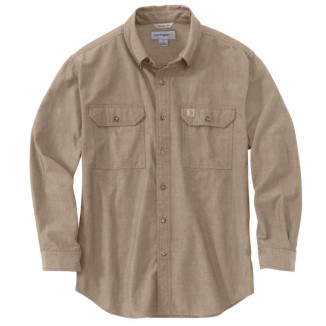 ORIGINAL FIT MIDWEIGHT LONG-SLEEVE BUTTON-FRONT SHIRT - DARK TAN CHAMBRAY