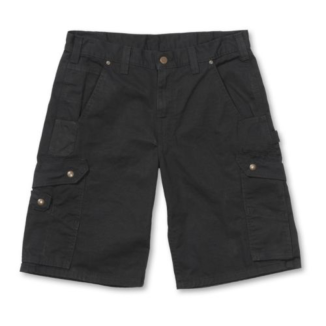 Relaxed Fit Ripstop Cargo Work Short - Black