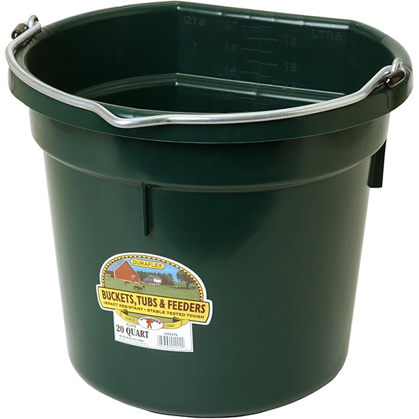 20qt Flat Back Plastic Bucket - Dark Green