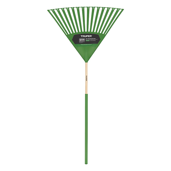 Truper Tru Tough 30 In. Poly Head Clog-Resistant Leaf Rake with 48 In. Wood Handle
